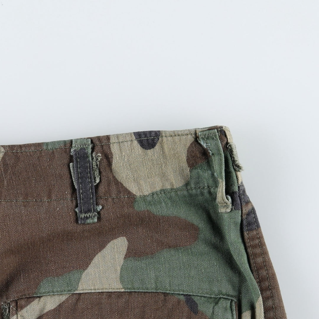 US military camouflage pattern woodland camo military cargo pants combat pants MEDIUM-SHORT Men's W33 equivalent cotton Khaki type Vintage Second Hand