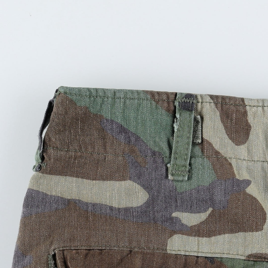 US military camouflage pattern woodland camo military cargo pants combat pants MEDIUM-SHORT Men's W33 equivalent cotton Khaki type Vintage Second Hand
