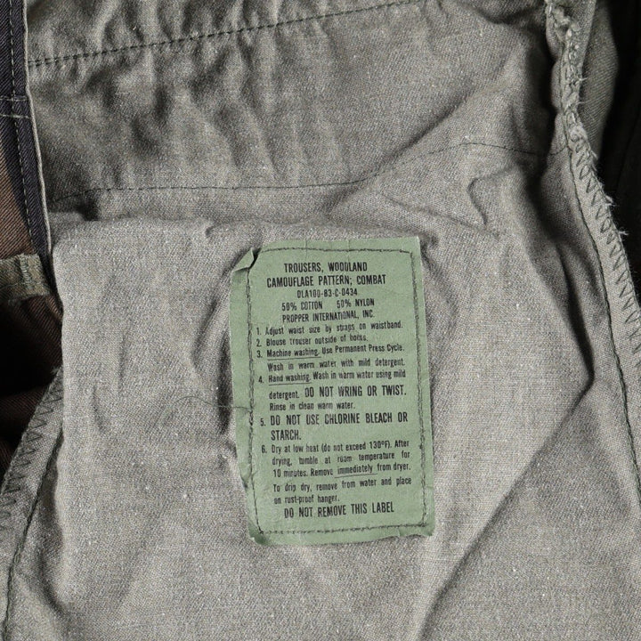 Authentic 1980'S US Military Camouflage Pattern Woodland Camo Military Cargo Pants Combat Pants Made in USA Small-Regular (Men's W31 equivalent) cotton Khaki type Vintage Second Hand