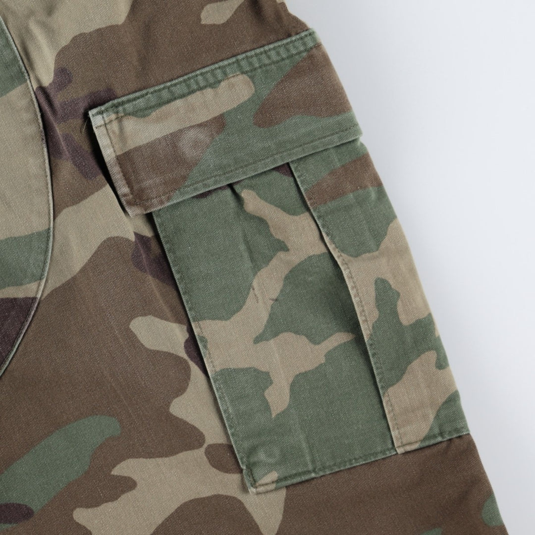 1990'S US Military Issue Camouflage Pattern Woodland Camo Military Cargo Pants Combat Pants Made in USA Small-Regular (Men's W30 equivalent) cotton Khaki type Vintage Second Hand