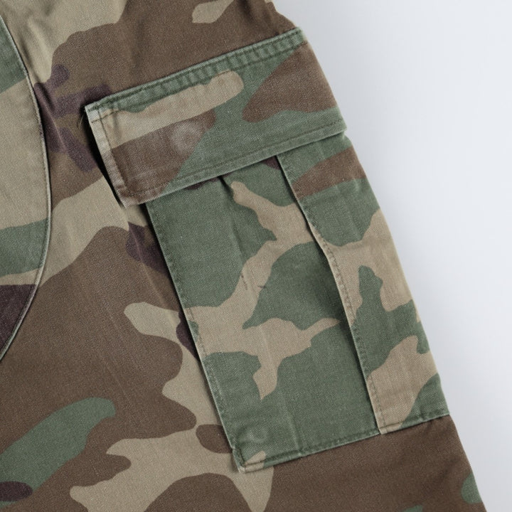 1990'S US Military Issue Camouflage Pattern Woodland Camo Military Cargo Pants Combat Pants Made in USA Small-Regular (Men's W30 equivalent) cotton Khaki type Vintage Second Hand