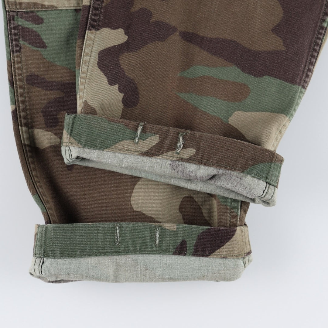 1990'S US Military Issue Camouflage Pattern Woodland Camo Military Cargo Pants Combat Pants Made in USA Small-Regular (Men's W30 equivalent) cotton Khaki type Vintage Second Hand