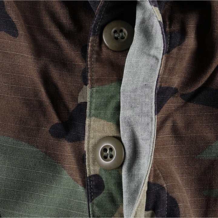 2000'S US Military Issue Camouflage Pattern Woodland Camo Ripstop Military Cargo Pants Combat Pants Made in USA MEDIUM-LONG cotton Khaki type Vintage Second Hand