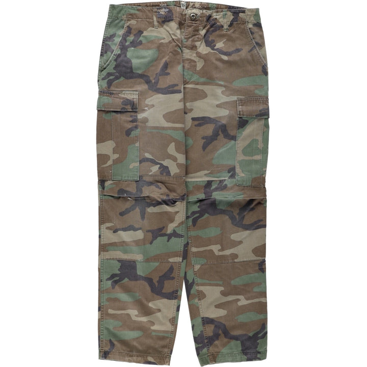 1980'S US Military Issue Woodland Camo Military Cargo Pants Combat Pants Made in USA MEDIUM-REGULAR Men's W35 equivalent cotton Khaki type Vintage Second Hand