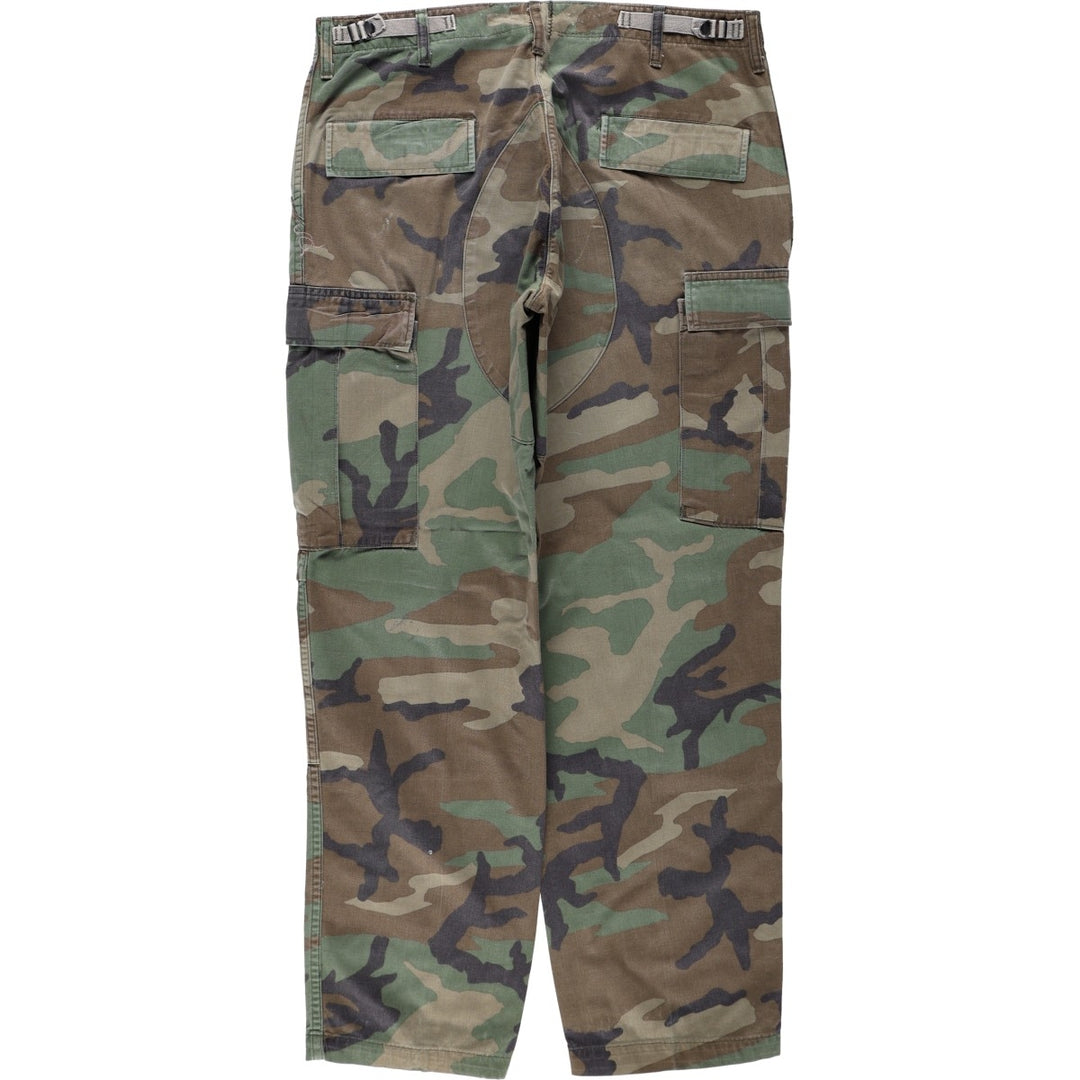 1980'S US Military Issue Woodland Camo Military Cargo Pants Combat Pants Made in USA MEDIUM-REGULAR Men's W35 equivalent cotton Khaki type Vintage Second Hand
