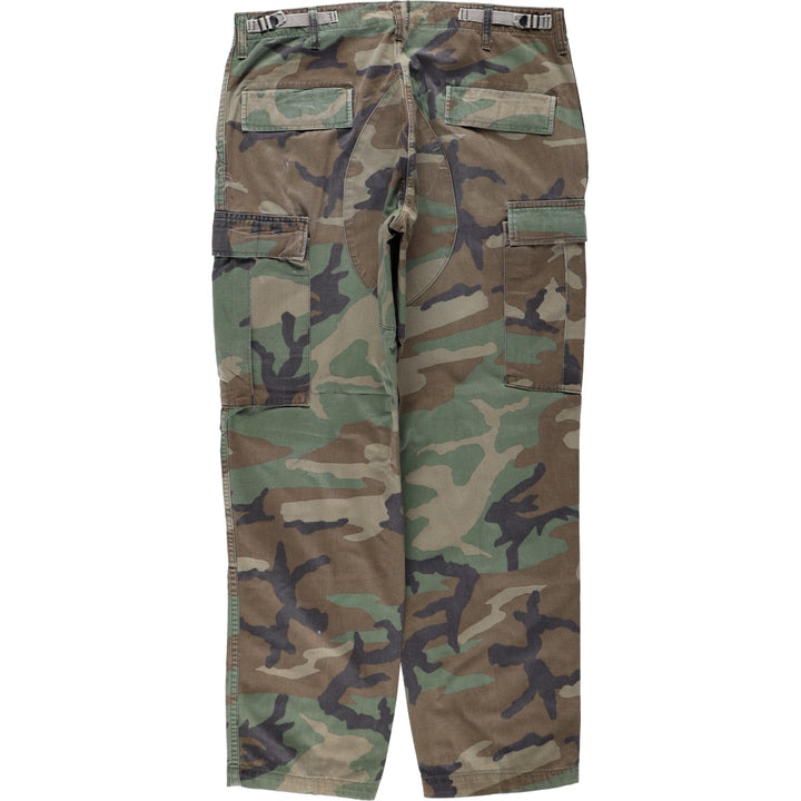 1980'S US Military Issue Woodland Camo Military Cargo Pants Combat Pants Made in USA MEDIUM-REGULAR Men's W35 equivalent cotton Khaki type Vintage Second Hand