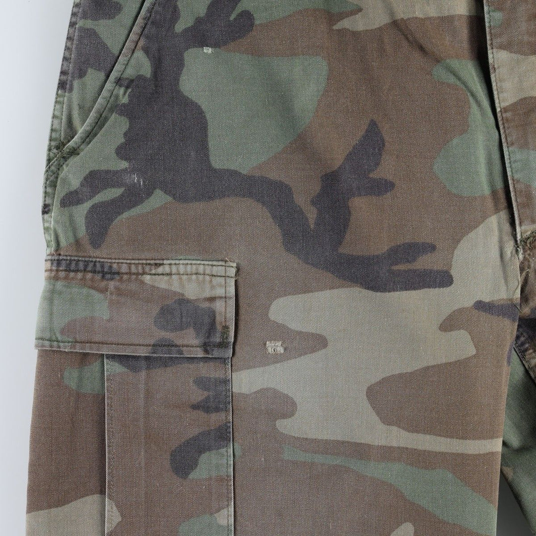 1980'S US Military Issue Woodland Camo Military Cargo Pants Combat Pants Made in USA MEDIUM-REGULAR Men's W35 equivalent cotton Khaki type Vintage Second Hand