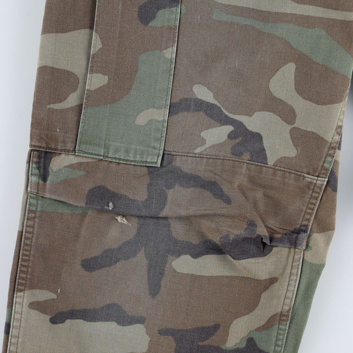 1980'S US Military Issue Woodland Camo Military Cargo Pants Combat Pants Made in USA MEDIUM-REGULAR Men's W35 equivalent cotton Khaki type Vintage Second Hand
