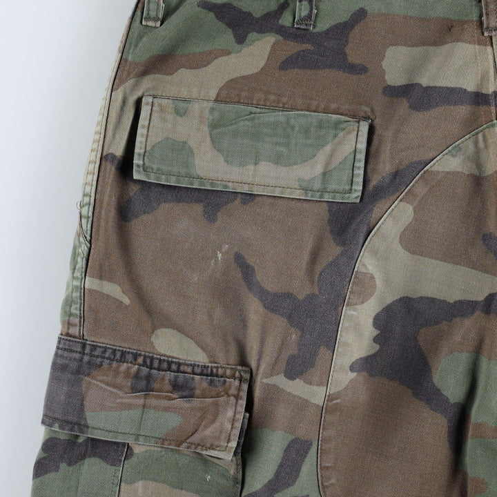1980'S US Military Issue Woodland Camo Military Cargo Pants Combat Pants Made in USA MEDIUM-REGULAR Men's W35 equivalent cotton Khaki type Vintage Second Hand