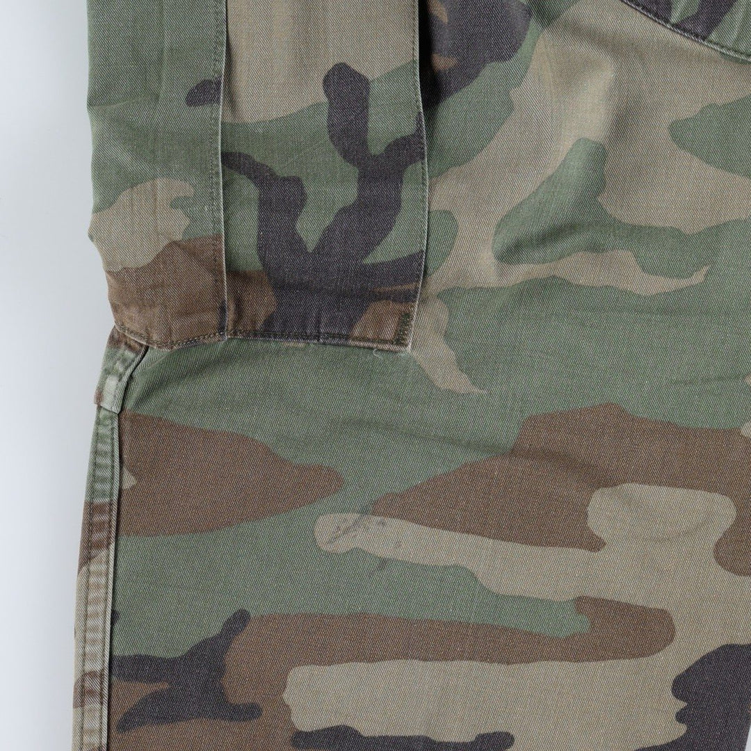 1980'S US Military Issue Woodland Camo Military Cargo Pants Combat Pants Made in USA MEDIUM-REGULAR Men's W35 equivalent cotton Khaki type Vintage Second Hand
