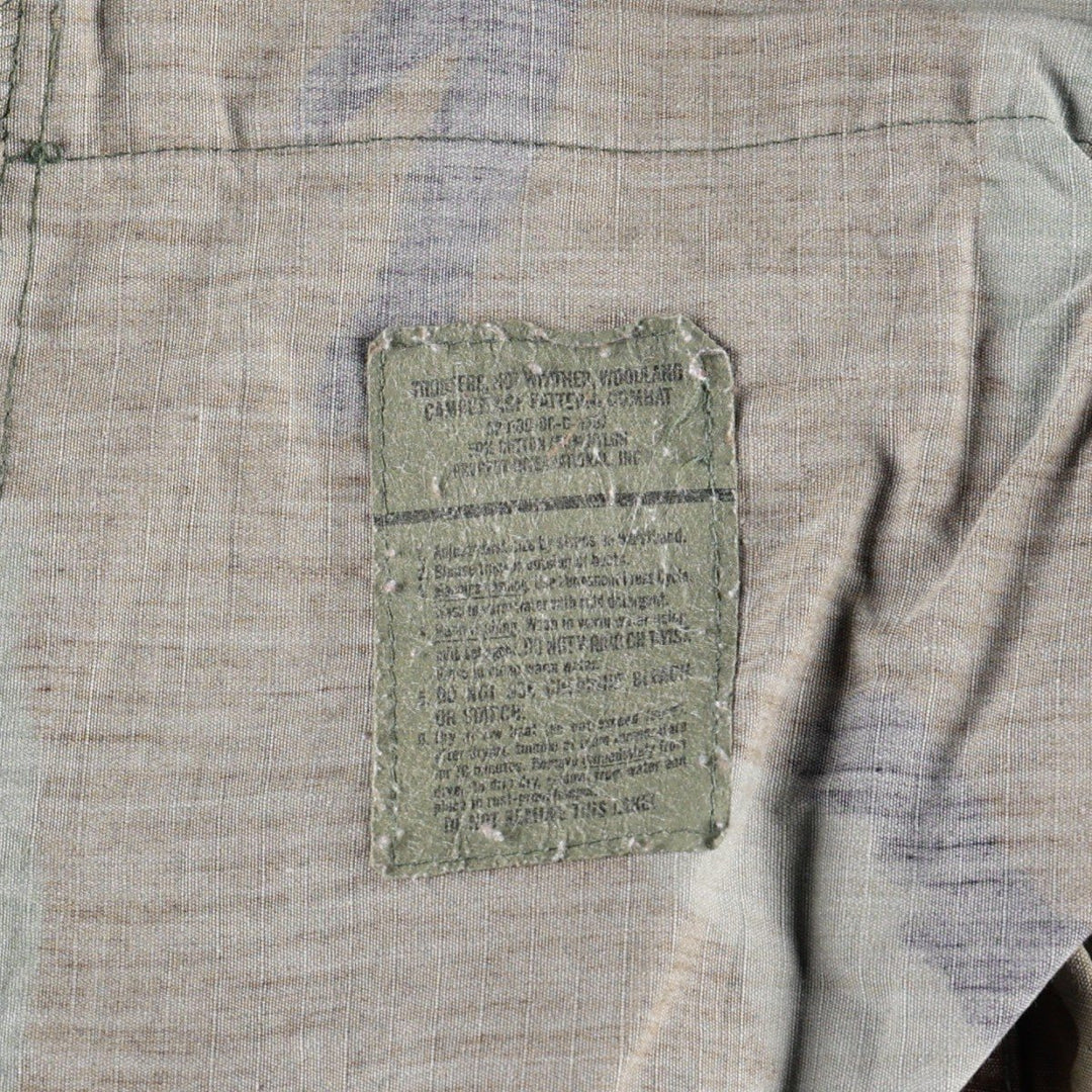2000'S US Military Issue Camouflage Pattern Woodland Camo Ripstop Military Cargo Pants Combat Pants Made in USA MEDIUM-LONG cotton Khaki type Vintage Second Hand
