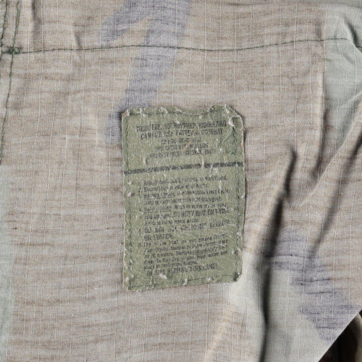 2000'S US Military Issue Camouflage Pattern Woodland Camo Ripstop Military Cargo Pants Combat Pants Made in USA MEDIUM-LONG cotton Khaki type Vintage Second Hand