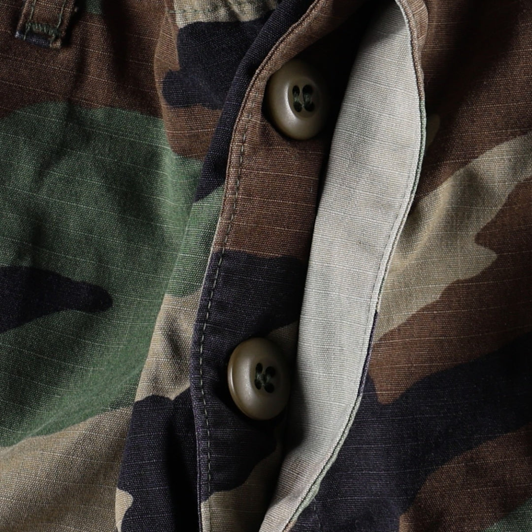 2000'S US Military Issue Camouflage Pattern Woodland Camo Ripstop Military Cargo Pants Combat Pants Made in USA MEDIUM-LONG cotton Khaki type Vintage Second Hand