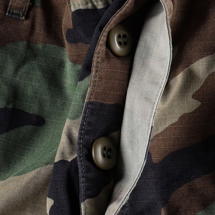2000'S US Military Issue Camouflage Pattern Woodland Camo Ripstop Military Cargo Pants Combat Pants Made in USA MEDIUM-LONG cotton Khaki type Vintage Second Hand