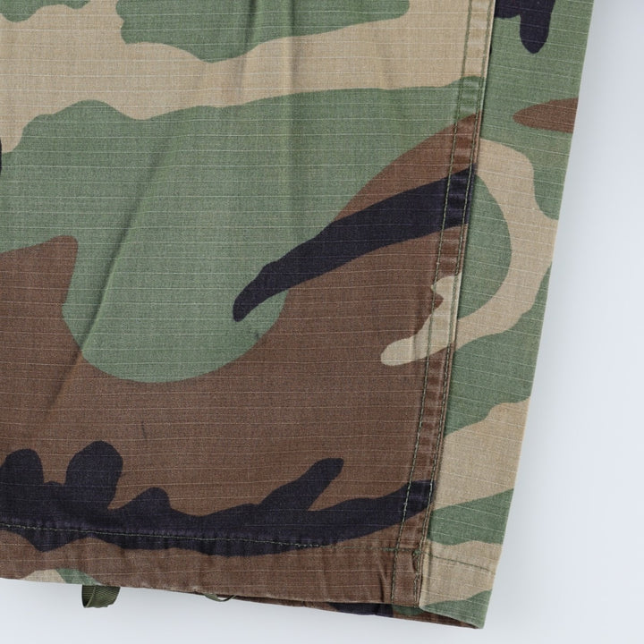 2000'S US Military Issue Camouflage Pattern Woodland Camo Ripstop Military Cargo Pants Combat Pants Made in USA MEDIUM-LONG cotton Khaki type Vintage Second Hand