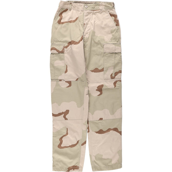 1990'S US Military Issue Camouflage Pattern 3C Desert Camo Ripstop Military Cargo Pants Combat Pants Made in USA Small-Long Nylon Beige type Vintage Second Hand