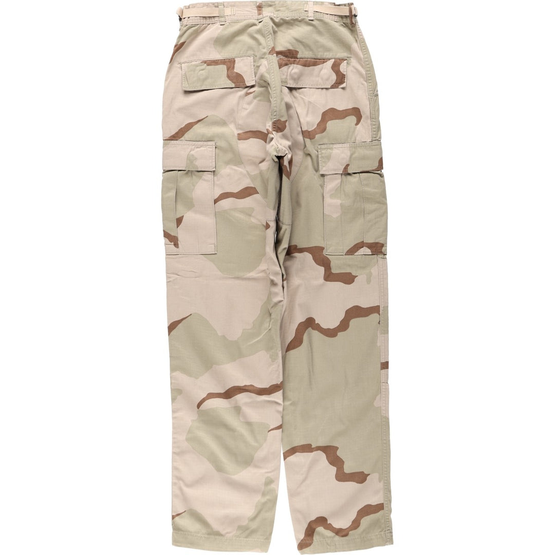 1990'S US Military Issue Camouflage Pattern 3C Desert Camo Ripstop Military Cargo Pants Combat Pants Made in USA Small-Long Nylon Beige type Vintage Second Hand