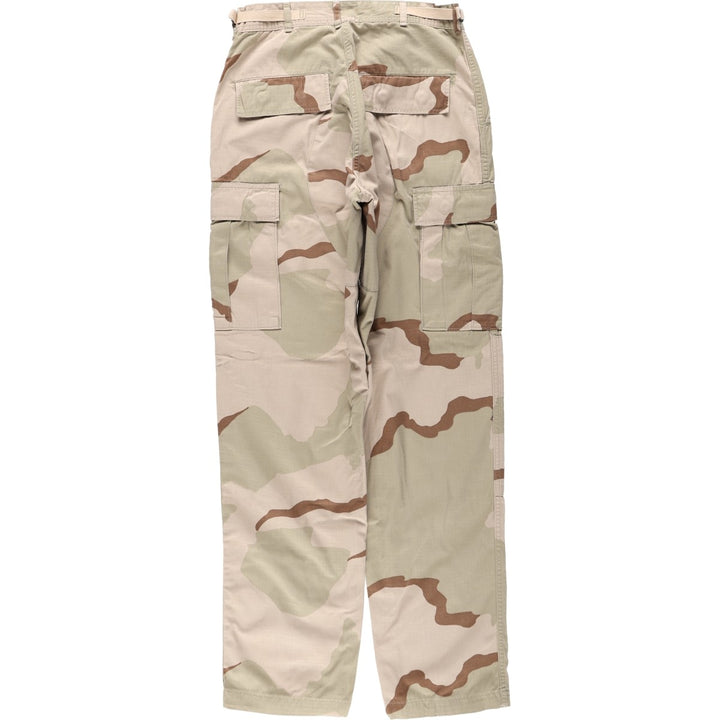 1990'S US Military Issue Camouflage Pattern 3C Desert Camo Ripstop Military Cargo Pants Combat Pants Made in USA Small-Long Nylon Beige type Vintage Second Hand