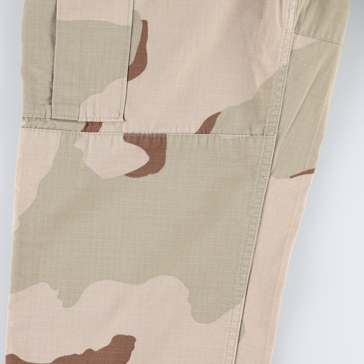 1990'S US Military Issue Camouflage Pattern 3C Desert Camo Ripstop Military Cargo Pants Combat Pants Made in USA Small-Long Nylon Beige type Vintage Second Hand