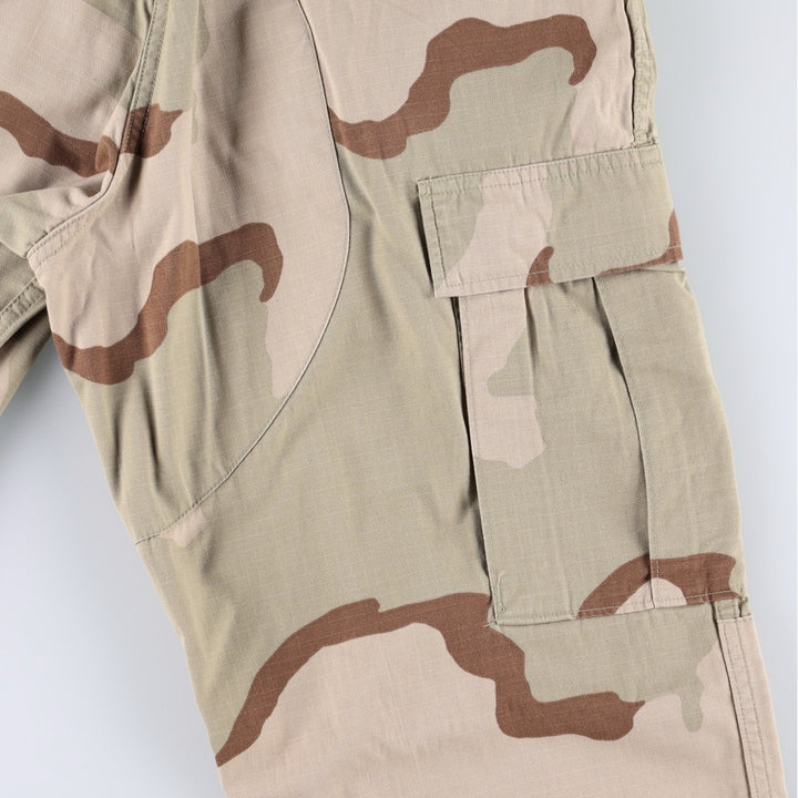 1990'S US Military Issue Camouflage Pattern 3C Desert Camo Ripstop Military Cargo Pants Combat Pants Made in USA Small-Long Nylon Beige type Vintage Second Hand