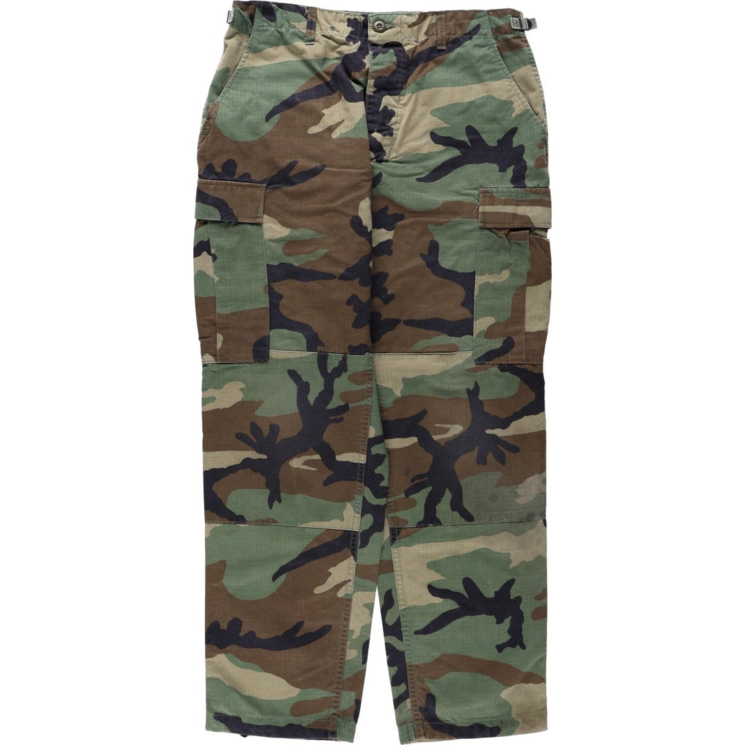 2000'S US Military Issue Woodland Camo Ripstop Military Cargo Pants Combat Pants Made in USA MEDIUM-REGULAR Nylon Khaki type Vintage Second Hand