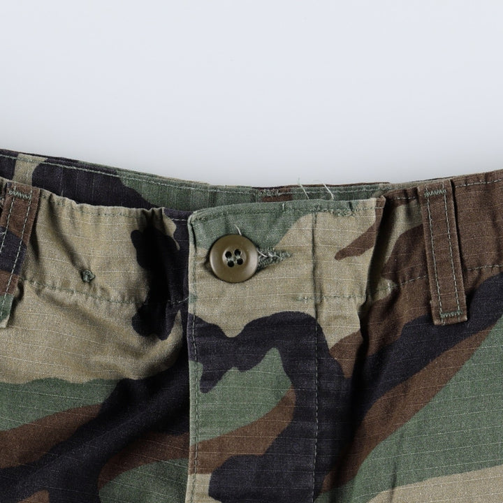 2000'S US Military Issue Woodland Camo Ripstop Military Cargo Pants Combat Pants Made in USA MEDIUM-REGULAR Nylon Khaki type Vintage Second Hand