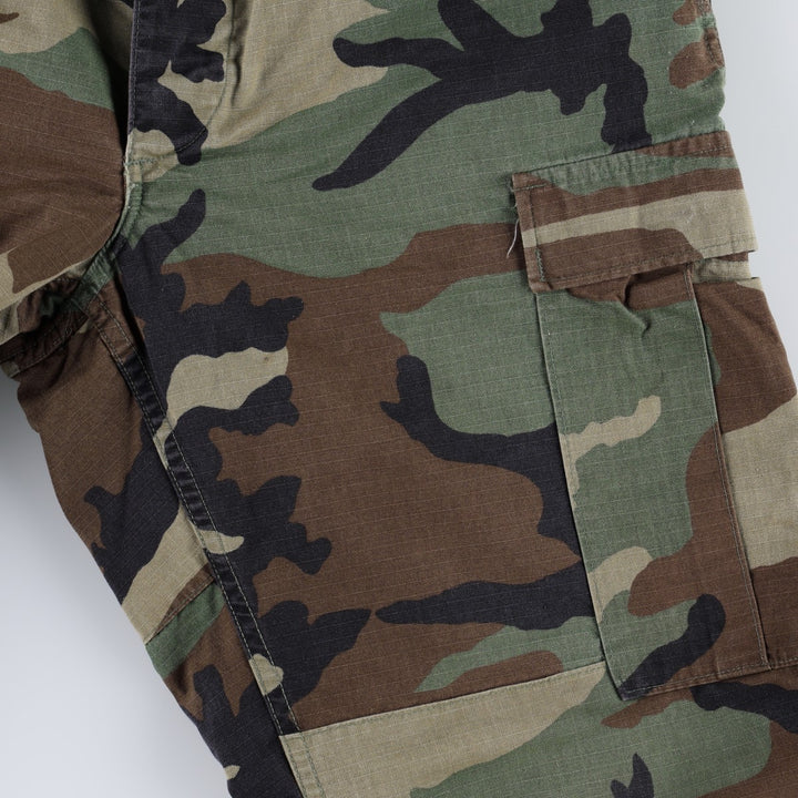 2000'S US Military Issue Woodland Camo Ripstop Military Cargo Pants Combat Pants Made in USA MEDIUM-REGULAR Nylon Khaki type Vintage Second Hand