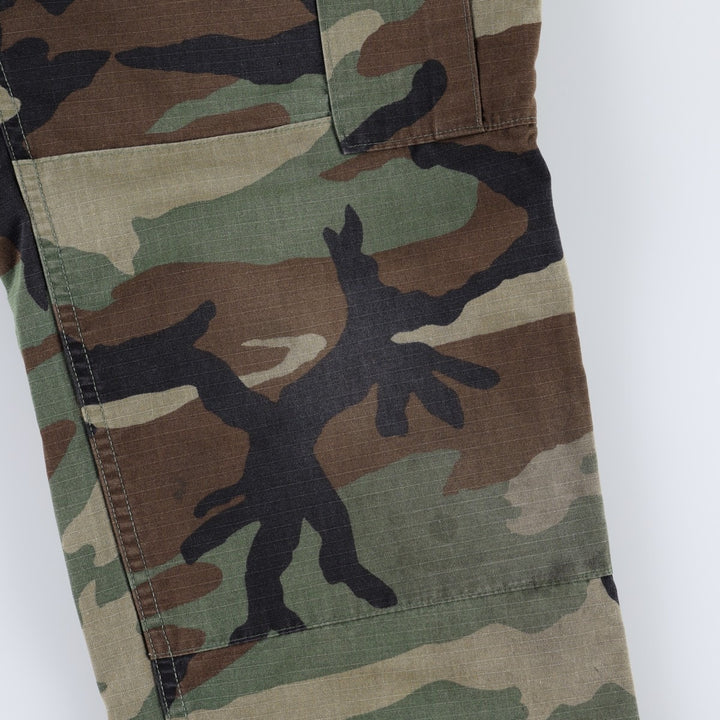 2000'S US Military Issue Woodland Camo Ripstop Military Cargo Pants Combat Pants Made in USA MEDIUM-REGULAR Nylon Khaki type Vintage Second Hand