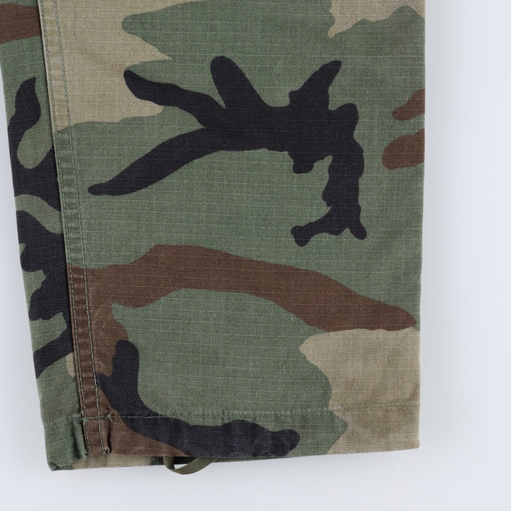 2000'S US Military Issue Woodland Camo Ripstop Military Cargo Pants Combat Pants Made in USA MEDIUM-REGULAR Nylon Khaki type Vintage Second Hand