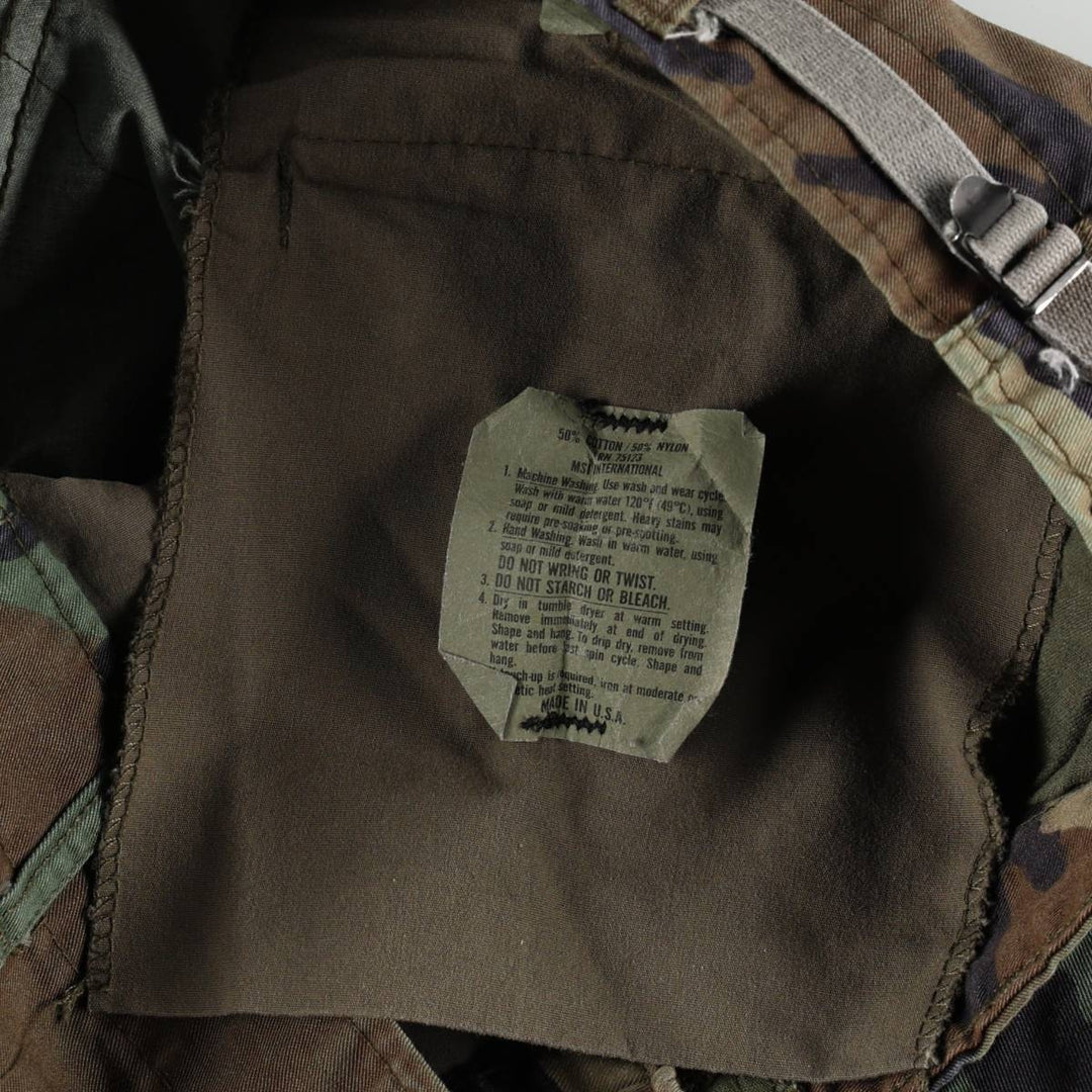Civilian-made camouflage pattern woodland camo military cargo pants/combat pants, made in the USA, men's size W36 (approx.) cotton Khaki type Vintage Second Hand