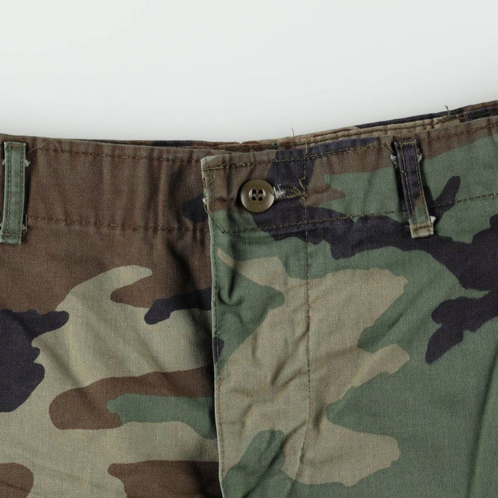 Civilian-made camouflage pattern woodland camo military cargo pants/combat pants, made in the USA, men's size W36 (approx.) cotton Khaki type Vintage Second Hand