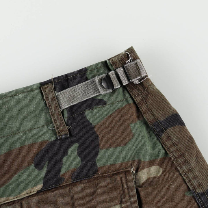 Civilian-made camouflage pattern woodland camo military cargo pants/combat pants, made in the USA, men's size W36 (approx.) cotton Khaki type Vintage Second Hand