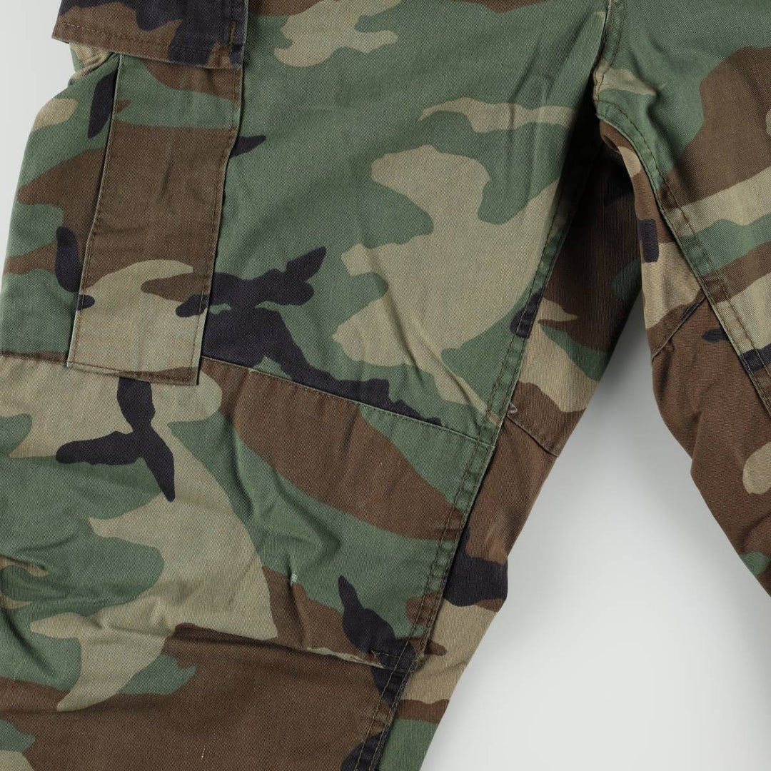 Civilian-made camouflage pattern woodland camo military cargo pants/combat pants, made in the USA, men's size W36 (approx.) cotton Khaki type Vintage Second Hand