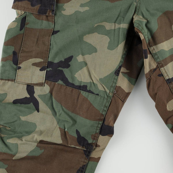 Civilian-made camouflage pattern woodland camo military cargo pants/combat pants, made in the USA, men's size W36 (approx.) cotton Khaki type Vintage Second Hand