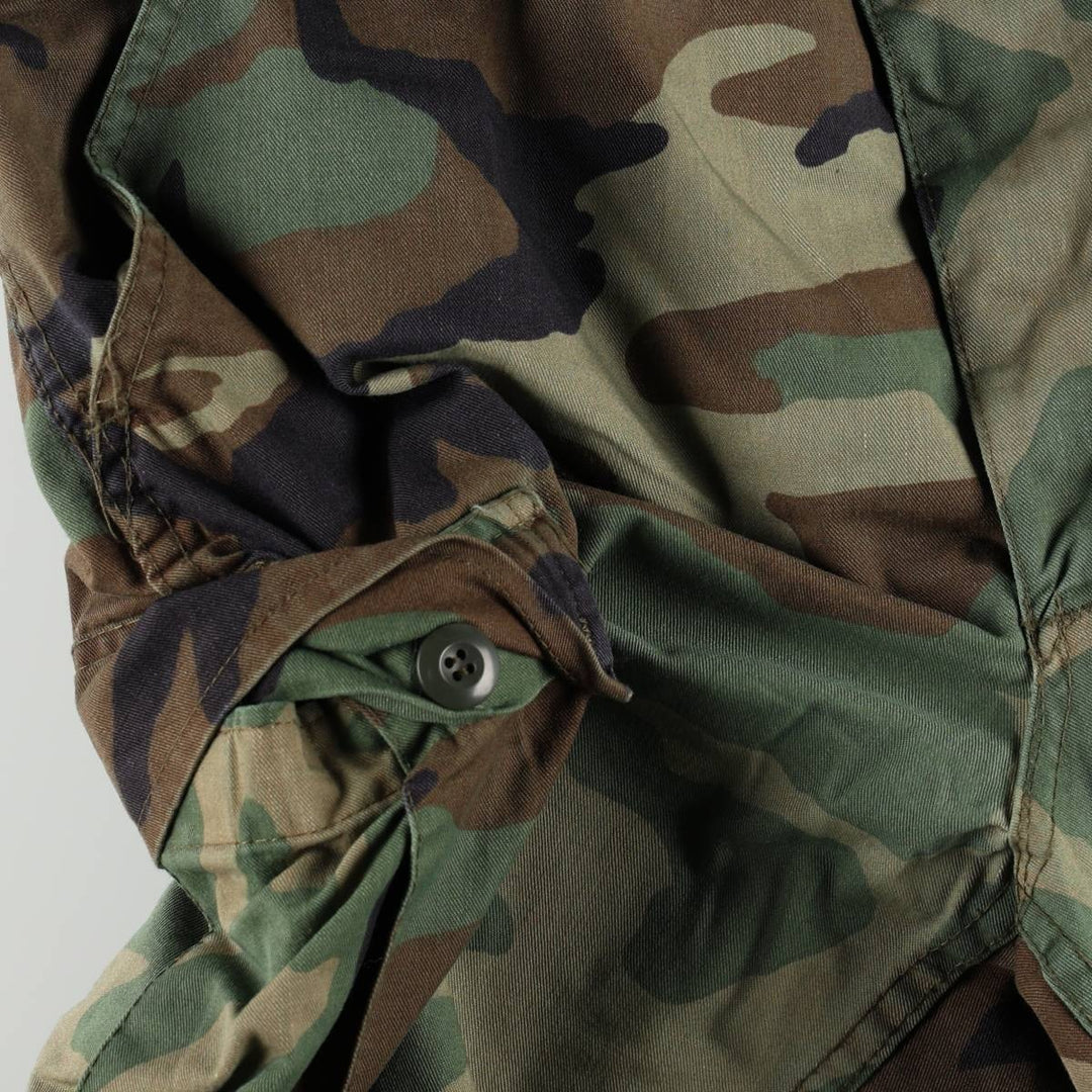 Civilian-made camouflage pattern woodland camo military cargo pants/combat pants, made in the USA, men's size W36 (approx.) cotton Khaki type Vintage Second Hand