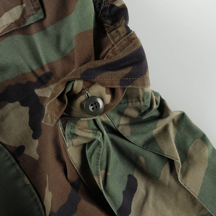 Civilian-made camouflage pattern woodland camo military cargo pants/combat pants, made in the USA, men's size W36 (approx.) cotton Khaki type Vintage Second Hand