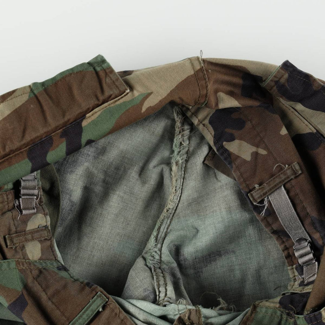 Civilian-made camouflage pattern woodland camo military cargo pants/combat pants, made in the USA, men's size W36 (approx.) cotton Khaki type Vintage Second Hand
