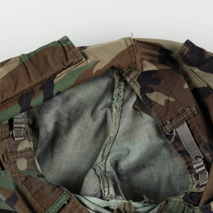 Civilian-made camouflage pattern woodland camo military cargo pants/combat pants, made in the USA, men's size W36 (approx.) cotton Khaki type Vintage Second Hand