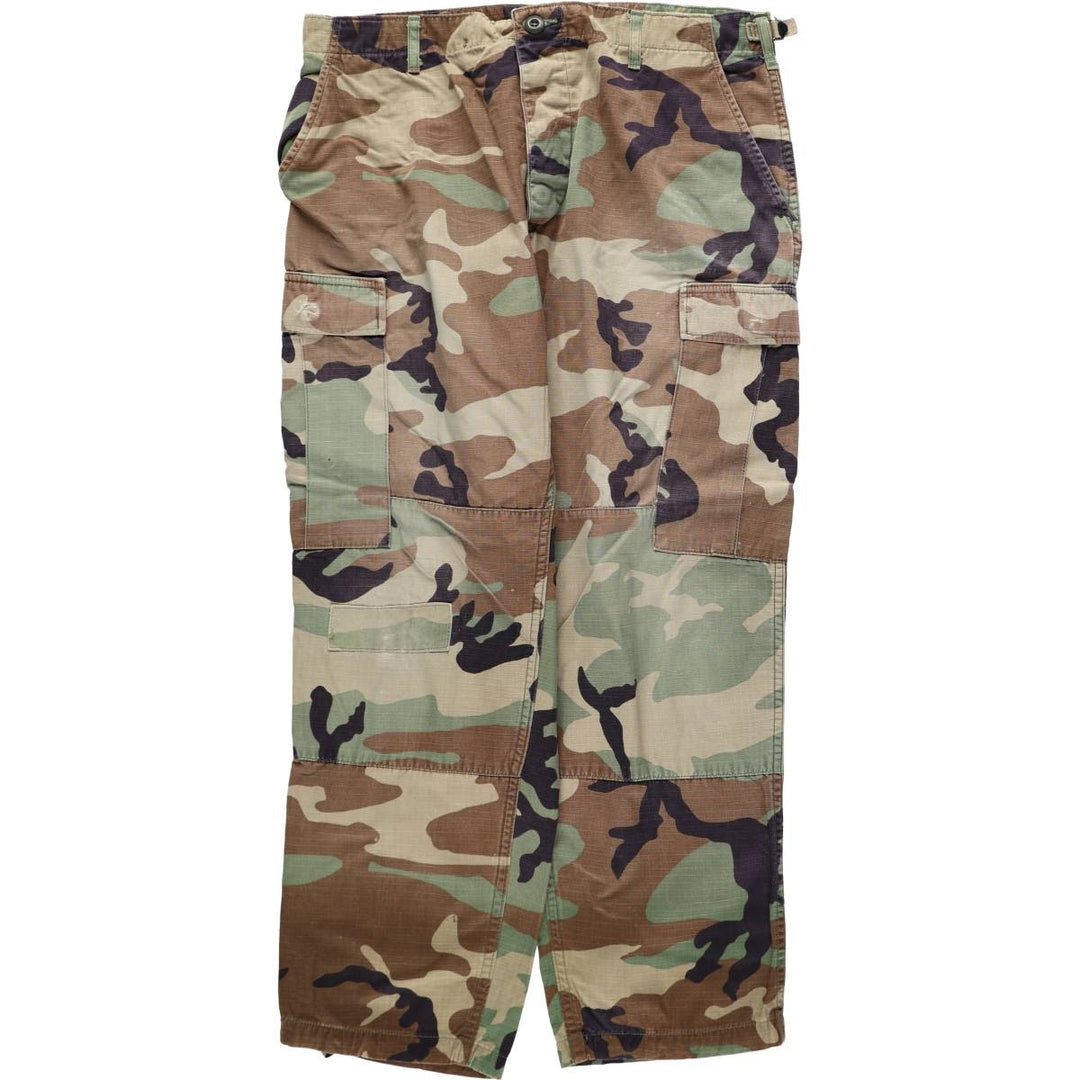 1990'S US Military Issue Camouflage Pattern Ripstop Military Cargo Pants Combat Pants MEDIUM-SHORT Men's W36 (approx.) unclear Khaki type Vintage Second Hand