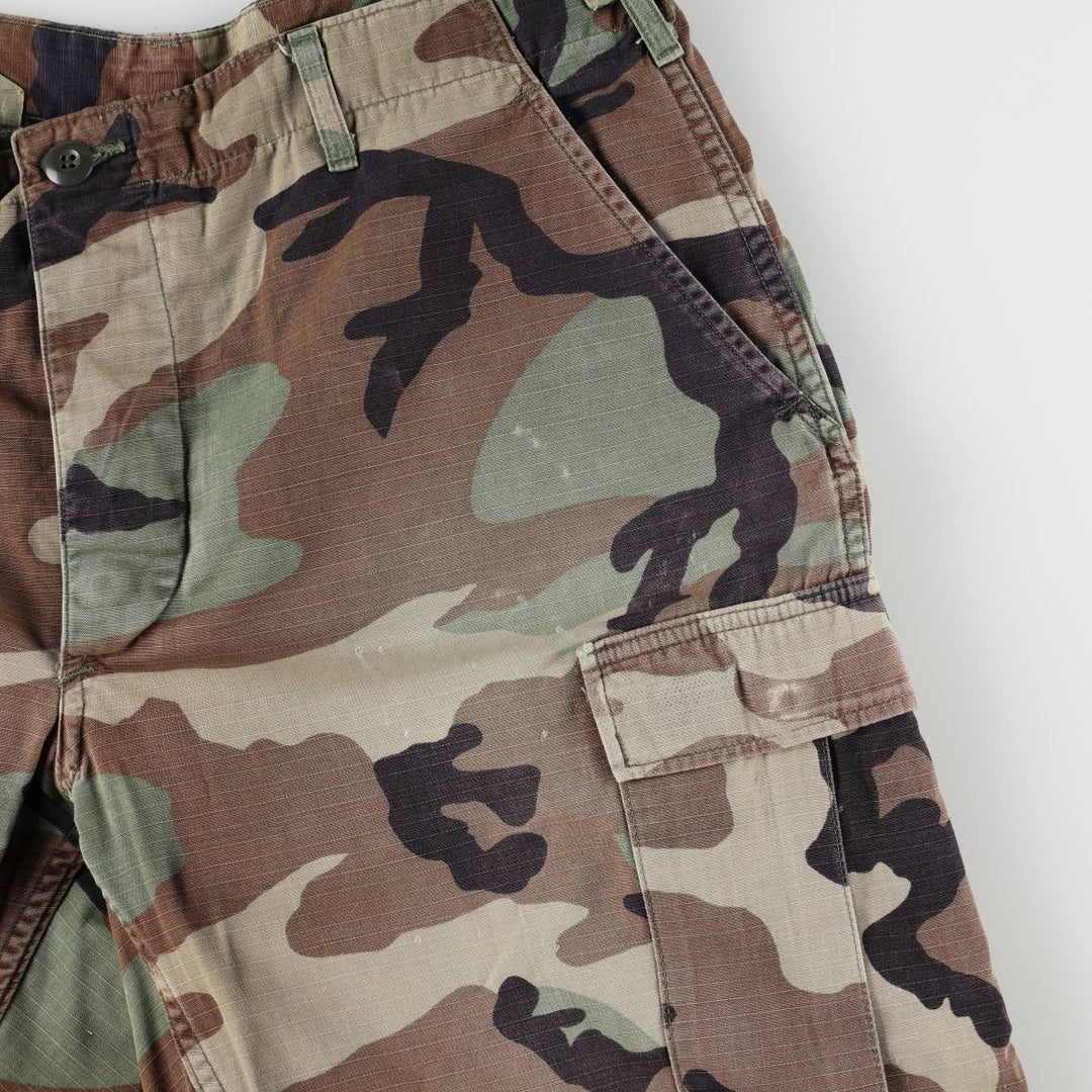1990'S US Military Issue Camouflage Pattern Ripstop Military Cargo Pants Combat Pants MEDIUM-SHORT Men's W36 (approx.) unclear Khaki type Vintage Second Hand
