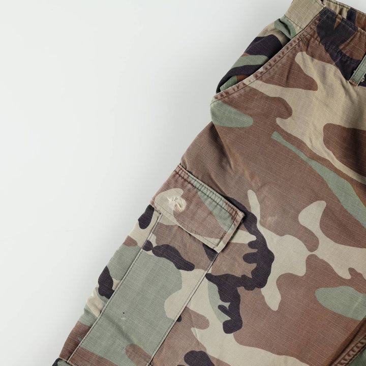 1990'S US Military Issue Camouflage Pattern Ripstop Military Cargo Pants Combat Pants MEDIUM-SHORT Men's W36 (approx.) unclear Khaki type Vintage Second Hand