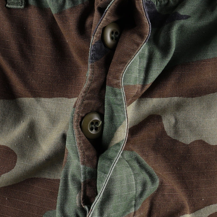 00'S US Military Genuine Camouflage Pattern Woodland Camo Ripstop Military Cargo Pants Combat Pants Made in USA LARGE-SHORT Nylon Khaki type Vintage Second Hand