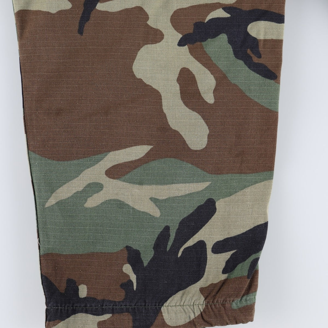 00'S US Military Genuine Camouflage Pattern Woodland Camo Ripstop Military Cargo Pants Combat Pants Made in USA LARGE-SHORT Nylon Khaki type Vintage Second Hand