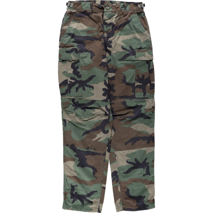 Authentic 1980'S US Military Camouflage Woodland Camo Cargo Pants, Combat Pants, Made in USA, Medium-Long, Men's, Size W33 cotton Khaki type Vintage Second Hand