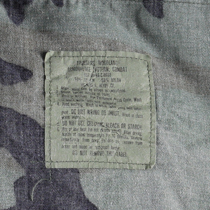 Authentic 1980'S US Military Camouflage Woodland Camo Cargo Pants, Combat Pants, Made in USA, Medium-Long, Men's, Size W33 cotton Khaki type Vintage Second Hand