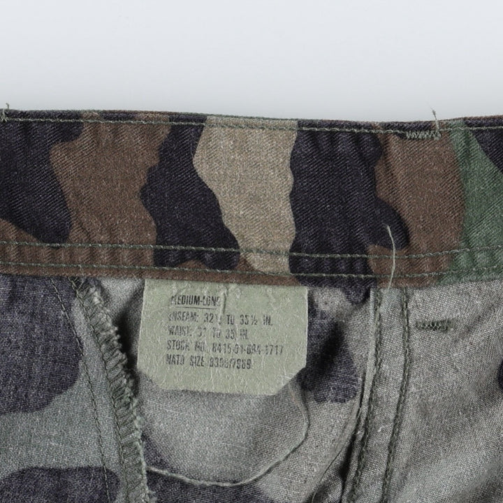 Authentic 1980'S US Military Camouflage Woodland Camo Cargo Pants, Combat Pants, Made in USA, Medium-Long, Men's, Size W33 cotton Khaki type Vintage Second Hand