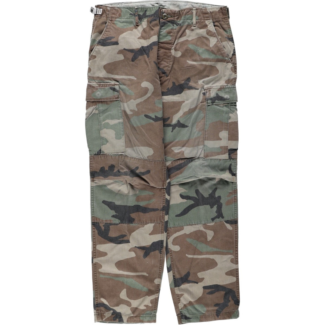US military camouflage pattern woodland camo military cargo pants combat pants men's size W36 equivalent unclear Khaki type Vintage Second Hand