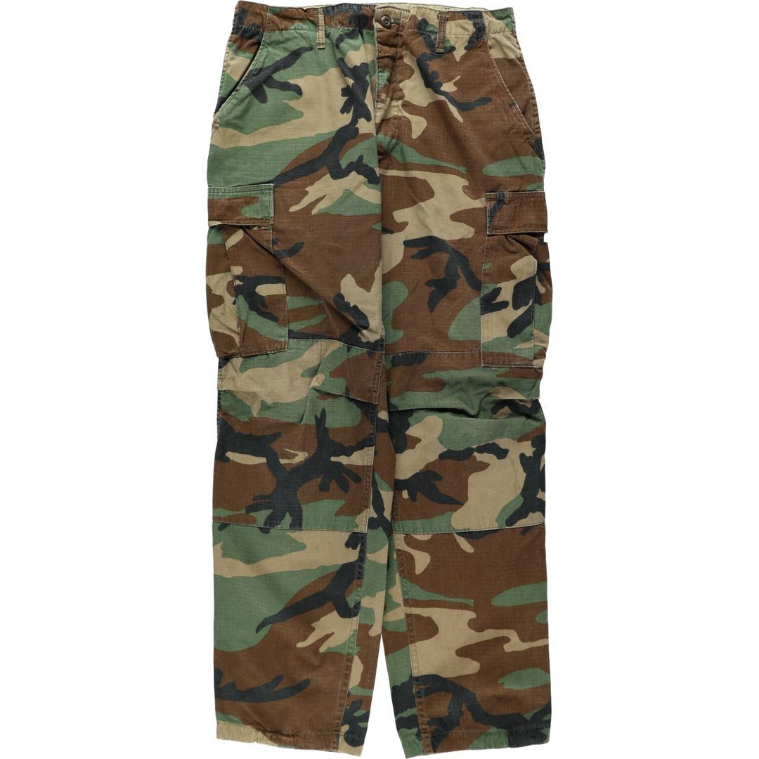 1980'S US Military Issue Camouflage Pattern Ripstop Military Cargo Pants, Medium-Regular, Men's W34 (approx.), Vintage cotton Khaki type Vintage Second Hand