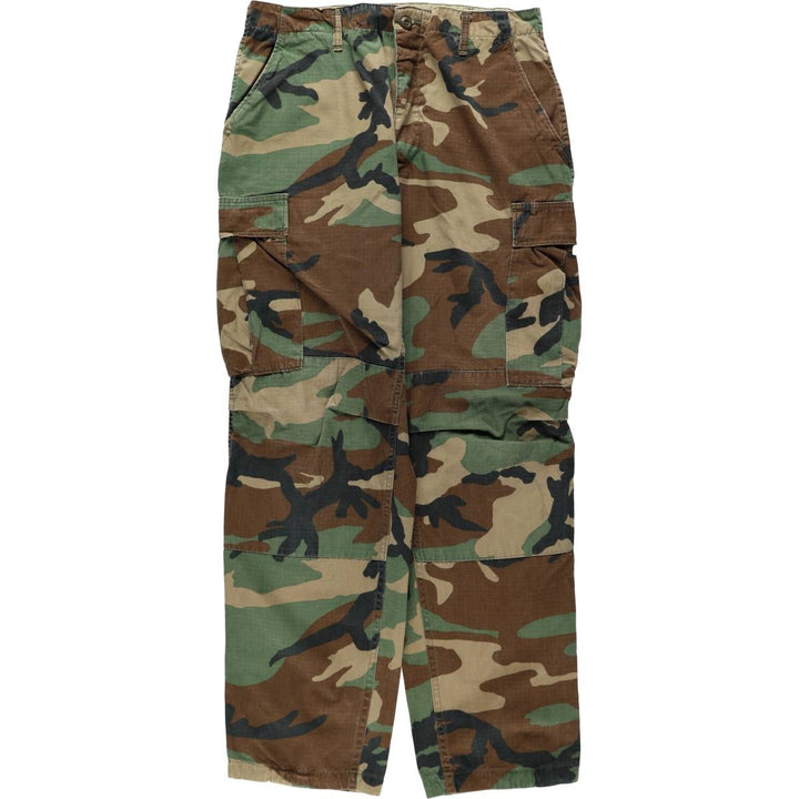 1980'S US Military Issue Camouflage Pattern Ripstop Military Cargo Pants, Medium-Regular, Men's W34 (approx.), Vintage cotton Khaki type Vintage Second Hand