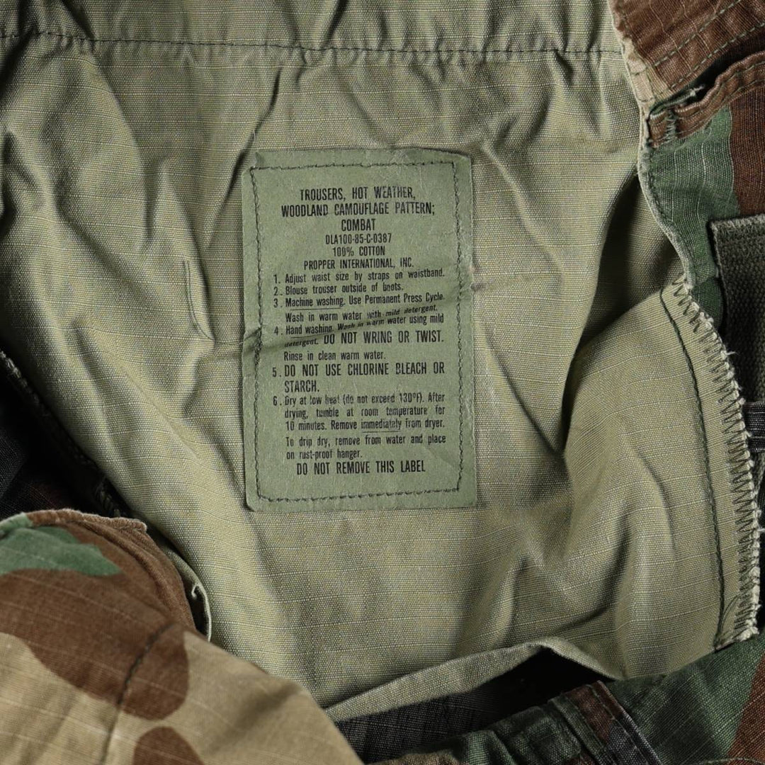 1980'S US Military Issue Camouflage Pattern Ripstop Military Cargo Pants, Medium-Regular, Men's W34 (approx.), Vintage cotton Khaki type Vintage Second Hand